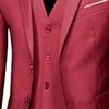 3 Piece Slim Suit Set for Men Two Button Wedding Suit Prom Suit Business Solid Suit Blazer Jacket Vest Pant (Red2,Large) view 4