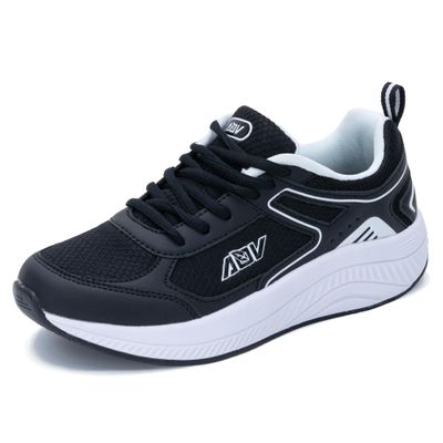 AOV Womens Walking Shoes with Arch Support Plantar Fasciitis Sneakers Orthotic Tennis for Foot Heel Pain Relief Size 8 Blackwhite