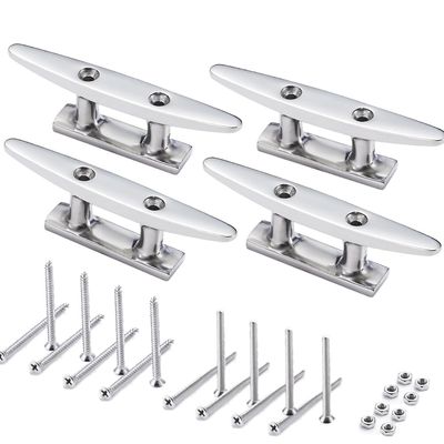 ZOMCHAIN Boat Cleat Open Base Boat Cleat, Dock Cleat All 316 Stainless Steel Boat Mooring Accessories, Include Installation Accessories Screws (5 inch-4PCS)