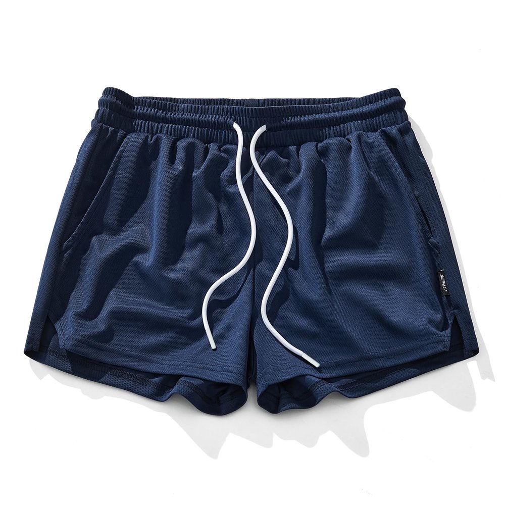 AIMPACT Men's Mesh Gym Workout Shorts Quick Dry Bodybuilding Weightlifting Pants Training Running Jogger Shorts with PocketsNavy S