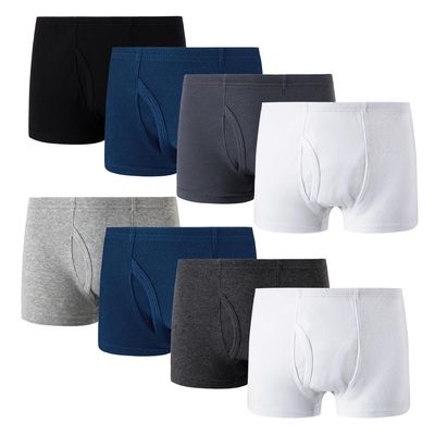Family Feeling 8 Packs Plain Solid Little Boys' Cotton Boxer Brief Underwear Size 5