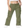 Gopune Women's Hiking Cargo Pants Lightweight Outdoor Travel Work Casual Cotton Pants with 7 Pockets Army Green,L view 2