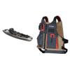 Pelican Catch Mode 110 Fishing Kayak - Premium Angler Kayak with Lawnchair seat, Granite - 10.5 Ft. & Onyx Kayak Fishing Life Jacket, Universal, Tan view 1