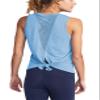 Bestisun Tie Back Workout Tank Tops Mesh Back Athletic Gym Sports Shirts for Women Light Blue XL view 1