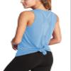 Bestisun Tie Back Workout Tank Tops Mesh Back Athletic Gym Sports Shirts for Women Light Blue XL view 3