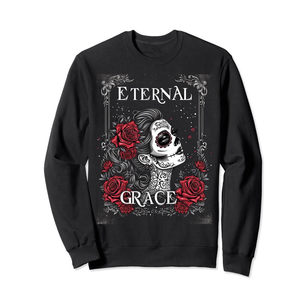 Eternal Grace Cute Sugar Woman Day of the Dead Pink Girl Sweatshirt
