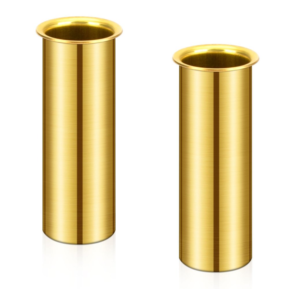 Brass Drain Tube 3-Inch for Transom, Splashwell, Livewell Or Baitwell Installation, Transom Bilge Boat Drain Tube Plug (2 Pack,Yellow)