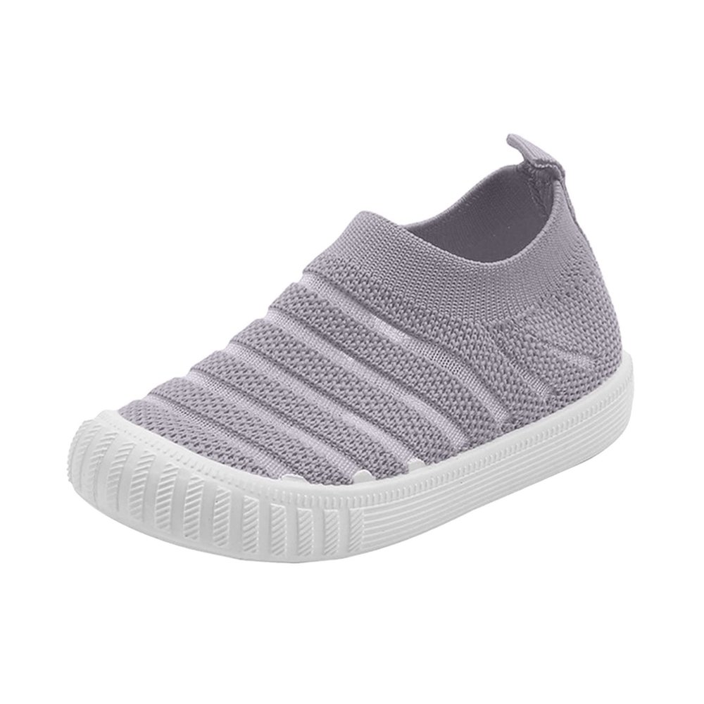 Toddler Little Girls Boys Lightweight Sports Shoes Spring Summer Stripe Mesh Breathable Flat Casual Sneakers (Grey, 13 Little Child)