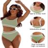 BMJL Women's High Waisted Bikini Sets Sporty Two Piece Swimsuit Color Block Cheeky High Cut Bathing Suits(M,Sage Green) view 4