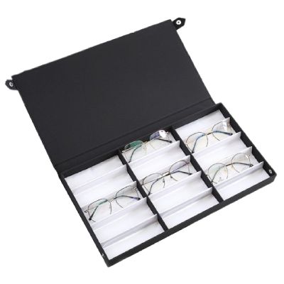 Agatige 15 Grids Sunglasses Organizer Holder, Nylon Cloth Jewelry Eyeglass Storage Case Glasses Display Box for Desktop Drawers