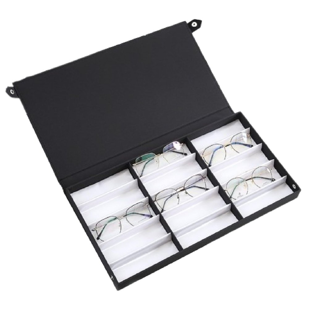 Agatige 15 Grids Sunglasses Organizer Holder, Nylon Cloth Jewelry Eyeglass Storage Case Glasses Display Box for Desktop Drawers