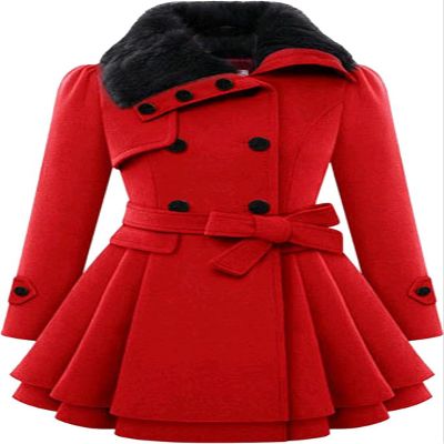 Maiyifu-GJ Womens Lapel Faux Fur Collar Wool Blend Trench Coat Vintage Double Breasted Long Jacket Casual Coat with Belt (Red,3X-Large)