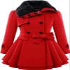Maiyifu-GJ Womens Lapel Faux Fur Collar Wool Blend Trench Coat Vintage Double Breasted Long Jacket Casual Coat with Belt (Red,3X-Large) view 1