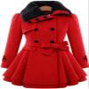 Maiyifu-GJ Womens Lapel Faux Fur Collar Wool Blend Trench Coat Vintage Double Breasted Long Jacket Casual Coat with Belt (Red,3X-Large) view 3