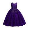 Flowers Little Girls Tulle Lace Wedding Party Dress for Kids Formal Birthday Princess Pageant Prom (Purple, 5-6 Years) view 1