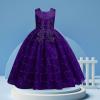 Flowers Little Girls Tulle Lace Wedding Party Dress for Kids Formal Birthday Princess Pageant Prom (Purple, 5-6 Years) view 2