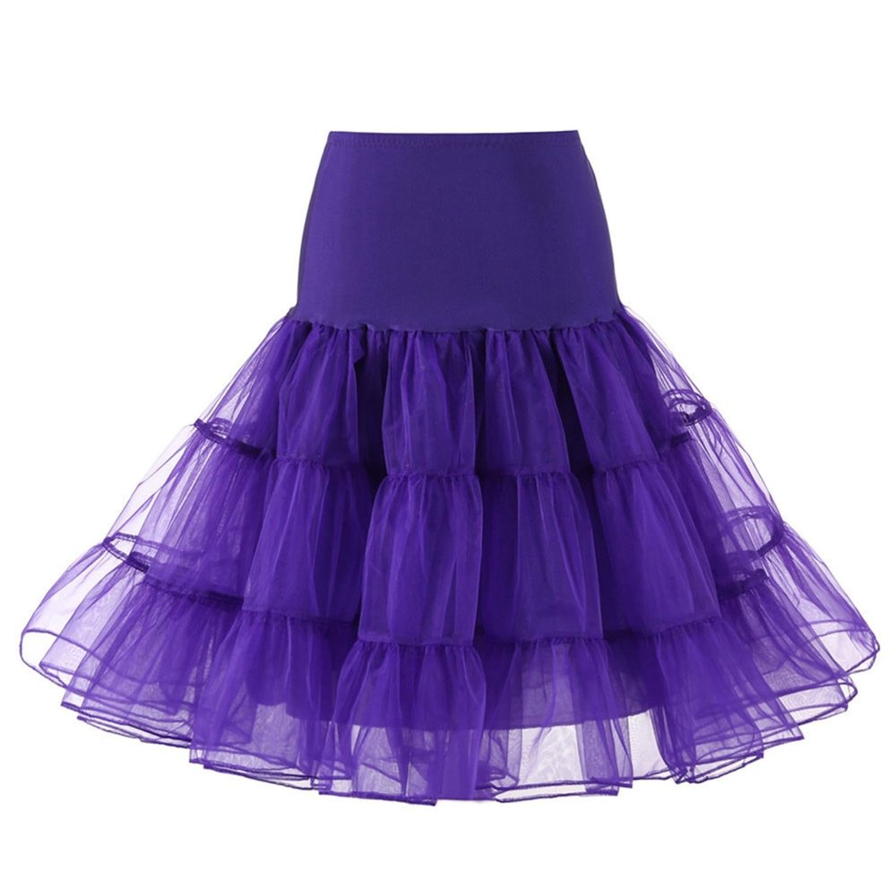 1950s Petticoat Skirts for Women - Princess Dress, Neon & Mardi Gras Styles, Mini & Sequin Skirts - Pleated - Purple, X-Large