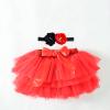 Baby Girls Soft Fluffy Tutu Skirt Party Carnival Toddler Girl Mesh Tutu Bowknot Princess Skirt Hairband (RD1, 2-3 Years) view 2