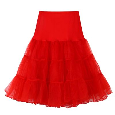 1950s Petticoat Bridesmaid Dresses - Tulle Skirts for Women - Orange Semi Formal Dresses - Sequin Asymmetrical Skirt (2-Red, X-Large)