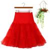 1950s Petticoat Bridesmaid Dresses - Tulle Skirts for Women - Orange Semi Formal Dresses - Sequin Asymmetrical Skirt (2-Red, X-Large) view 3