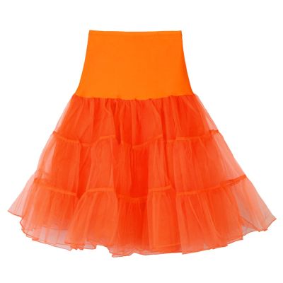 1950s Petticoat Skirts - Orange Hoop Skirts & Mini Dresses for Mother of the Bride & Prom - Casual Dresses for Women (2-Orange, Large)