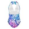 FOR U DESIGNS Sexy One Piece Bathing Suit for Women Slimming Push up Swimsuits Tummy Control High Waisted String Bikini Fish Scale Print Swimwear Size XL view 2