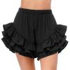 ranrann Womens Lolita Tiered Bloomers Pettipants Ruffle Pumpkin Pants Pantaloon Shorts Black X-Large view 4