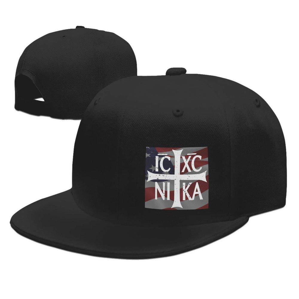 Adjustable Christian Orthodox Russian Cross Hat Adult Casual Flat Bill Baseball Cap Trucker Caps for Sports Outdoor35 Black