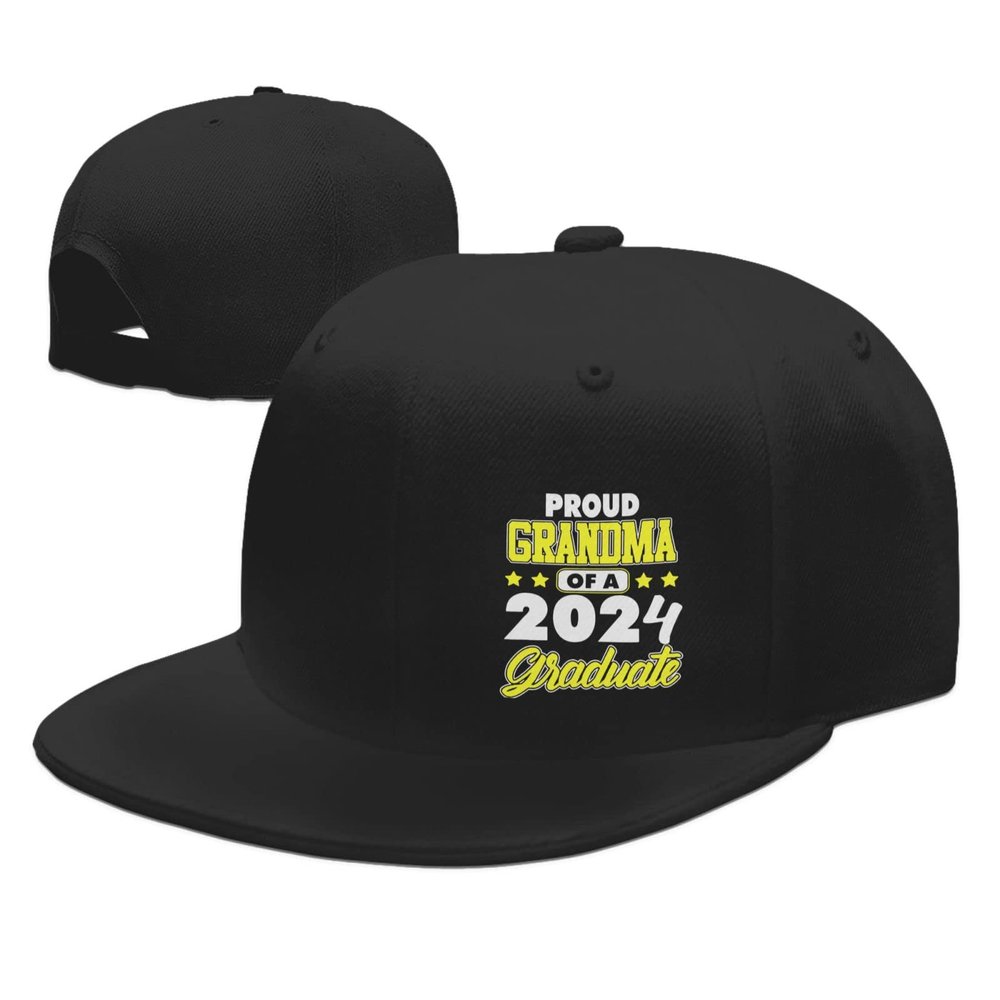 Adjustable Proud Grandma of A Class of 2024 Graduation Hat Adult Casual Flat Bill Baseball Cap Trucker Caps for Sports Outdoor20 Black