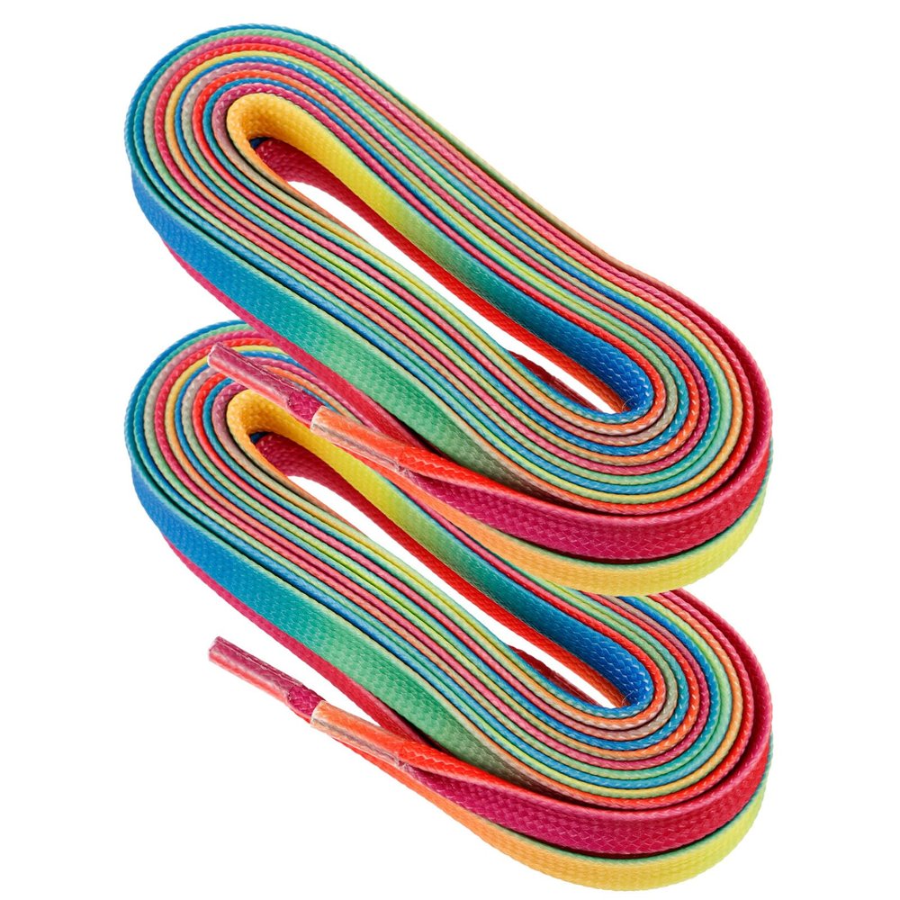 Baluue 1pair Rainbow Gradient Ice Hockey Skates Laces Waxed for Inline and Roller Skating Sports Shoe Laces for Custom Style