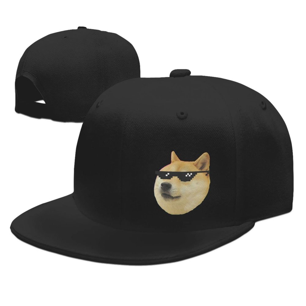 Adjustable Mr Doge Meme Dog Hat Adult Casual Flat Bill Baseball Cap Trucker Caps for Sports Outdoor26 Black