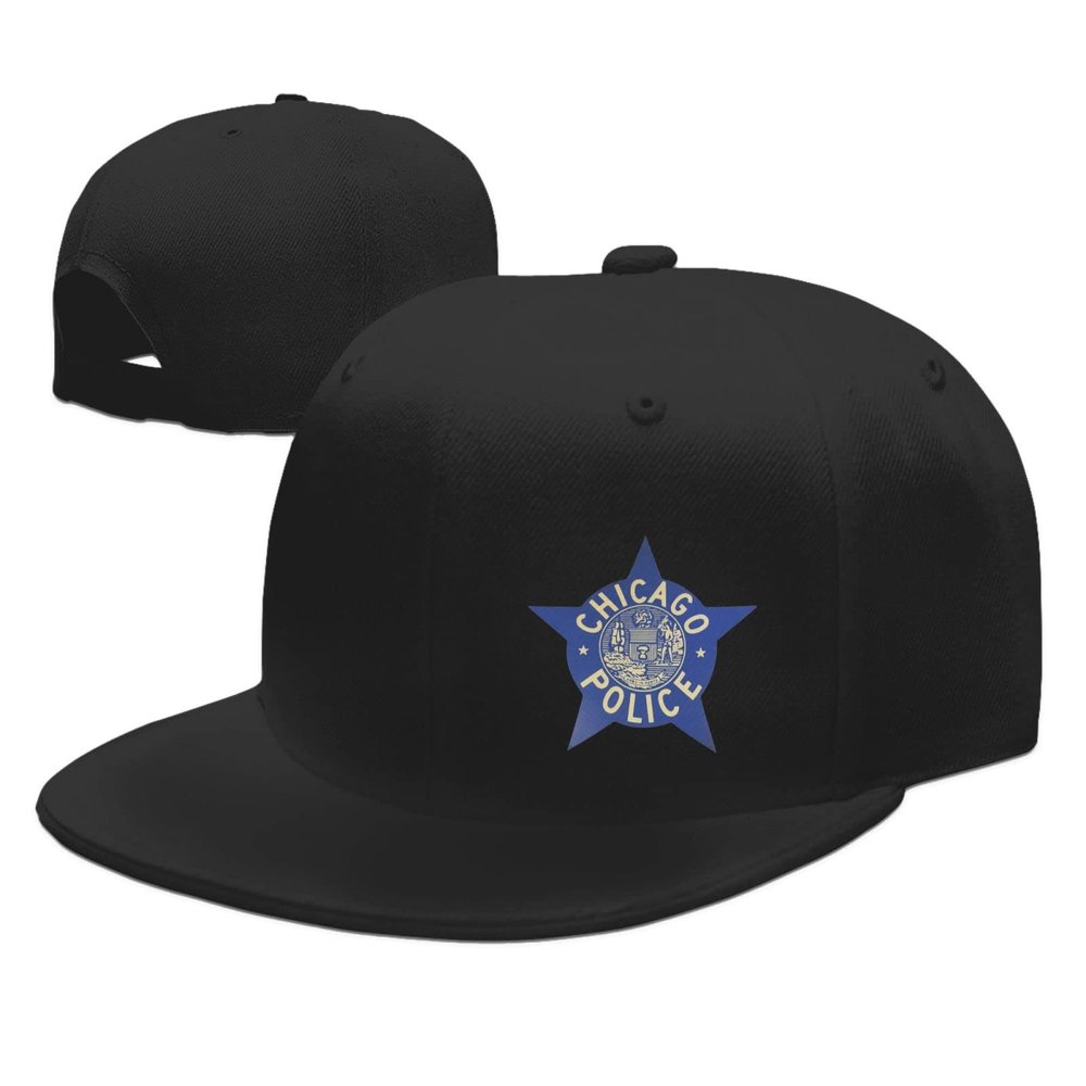 Adjustable Chicago Police Hat Adult Casual Flat Bill Baseball Cap Trucker Caps for Sports Outdoor95 Black