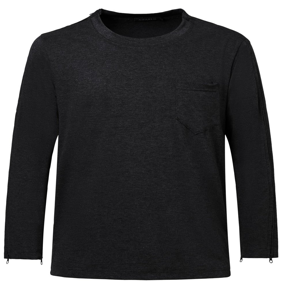 AIFARLD Post Shoulder Surgery Recovery Shirts for Men Full Tear Away Side Zippers Long Sleeve Dialysis Chemo Clothing