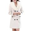 Maiyifu-GJ Women's Faux Fur Lapel Double Breasted Wool Trench Coat Winter Warm Mid-length Coat Jacket Overcoat with Belt (White,4X-Large) view 1