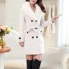 Maiyifu-GJ Women's Faux Fur Lapel Double Breasted Wool Trench Coat Winter Warm Mid-length Coat Jacket Overcoat with Belt (White,4X-Large) view 2