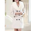 Maiyifu-GJ Women's Faux Fur Lapel Double Breasted Wool Trench Coat Winter Warm Mid-length Coat Jacket Overcoat with Belt (White,4X-Large) view 3