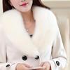 Maiyifu-GJ Women's Faux Fur Lapel Double Breasted Wool Trench Coat Winter Warm Mid-length Coat Jacket Overcoat with Belt (White,4X-Large) view 4