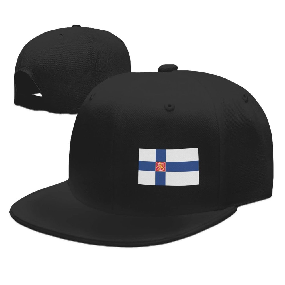Adjustable Finland Flag Hat Adult Casual Flat Bill Baseball Cap Trucker Caps for Sports Outdoor21 Black