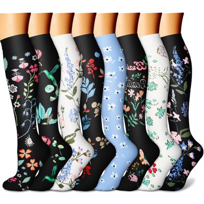 CHARMKING Compression Socks for Women & Men Circulation (8 Pairs) 15-20 mmHg is Best Support for Athletic Running, Cycling (S/M, Multi 60)