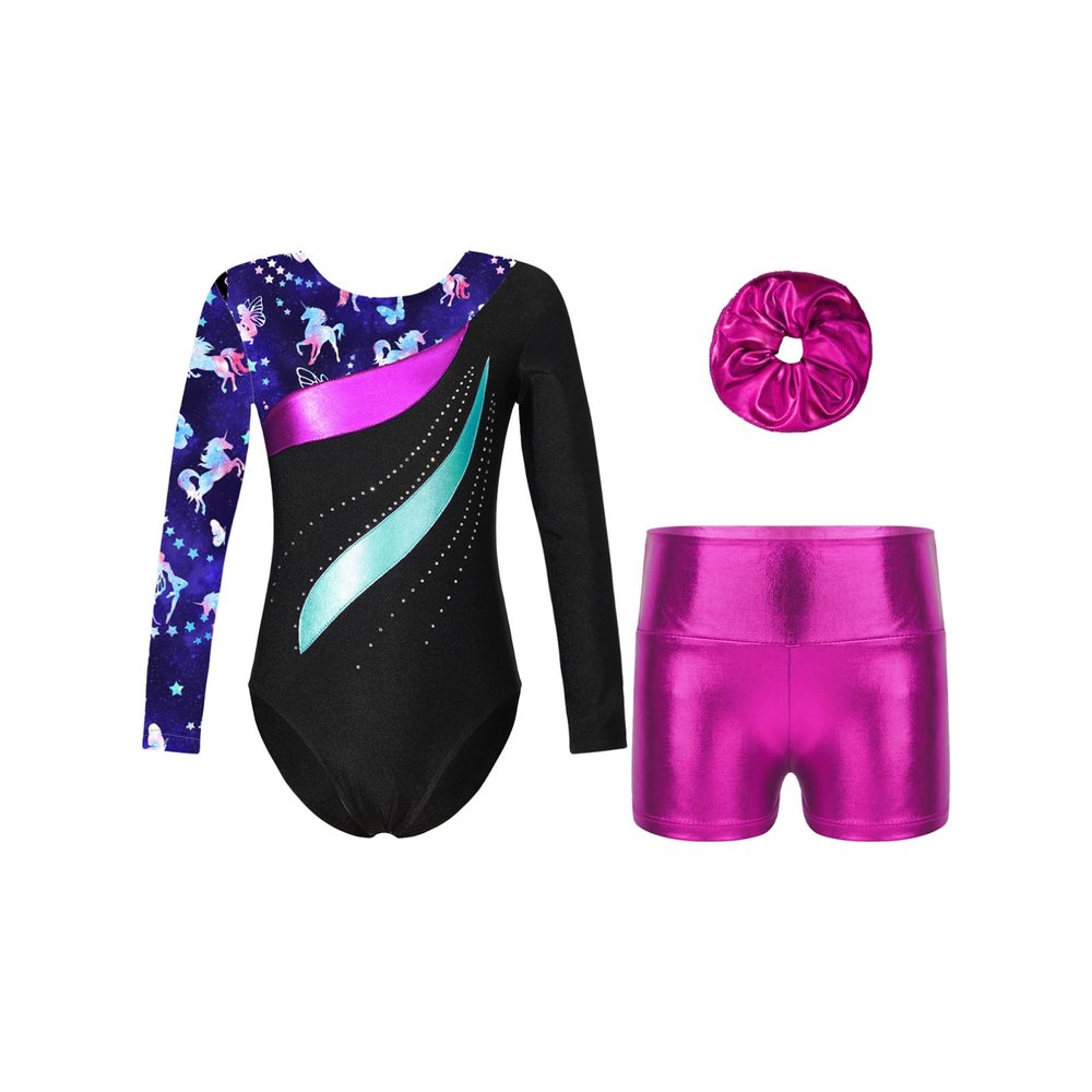 Agoky Kids Girls Gymnastic Leotard Dance Unitards Bodysuit Tumbling Outfits Athletic Activewear Set 4-14 Years Fairy 4 Years