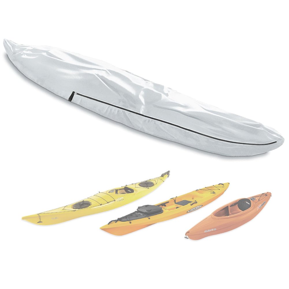 Seapisode UPF 50+ Kayak Cover, Dustproof Canoe Cover for Outdoor Storage, 420D Waterproof Kayak Cover for Fishing Boat, Gray (Silver, 12ft)