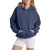 MCILLO Women Hoodies Fleece Oversized Sweatshirt Casual Basic Long Sleeve Athletic Workout Pullover 2023 Fall Trendy (US, Alpha, X-Large, Regular, Regular, DA-Navy) view 2