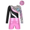 Agoky Kids Girls Gymnastic Leotard Dance Unitards Bodysuit Tumbling Outfits Athletic Activewear Set 4-14 Years Leopard 8 Years view 4