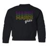 superhotapparel Mardi Gras Street Festival Carnival Letters Retro Youth Crewneck Sweatshirt (Black, Youth Small) view 1