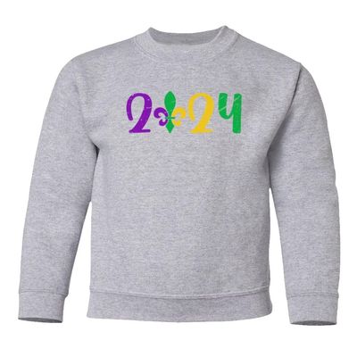 superhotapparel 2024 Mardi Gras Carnival Street Festival Groovy Youth Crewneck Sweatshirt (Ash, Youth Small)