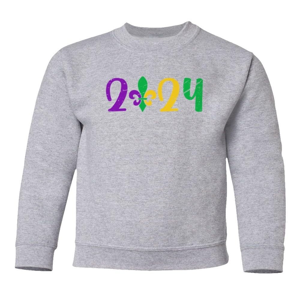 superhotapparel 2024 Mardi Gras Carnival Street Festival Groovy Youth Crewneck Sweatshirt (Ash, Youth Small)