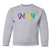 superhotapparel 2024 Mardi Gras Carnival Street Festival Groovy Youth Crewneck Sweatshirt (Ash, Youth Small) view 1