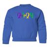 superhotapparel 2024 Mardi Gras Carnival Street Festival Groovy Youth Crewneck Sweatshirt (Royal, Youth Small) view 1