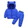 Alvivi 2Pcs Baby Snowsuit Hooded Bear Ears Coat Winter Down Jacket and Elastic Waist Puffer Ski Pants Set Royal Blue 18-24 Months view 1