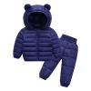 Alvivi 2Pcs Baby Snowsuit Hooded Bear Ears Coat Winter Down Jacket and Elastic Waist Puffer Ski Pants Set Navy Blue 3-4 Years view 1